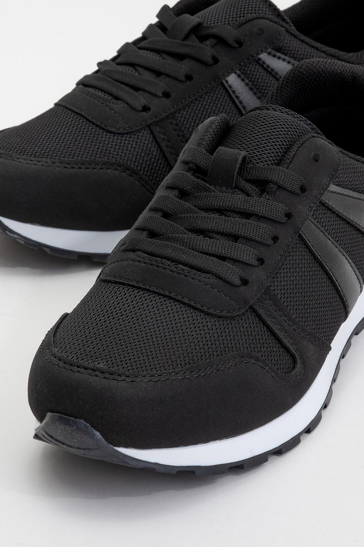 Kadın Anorak Bağcıklı Spor Ayakkabı SİYAH BEYAZ - Görsel 4