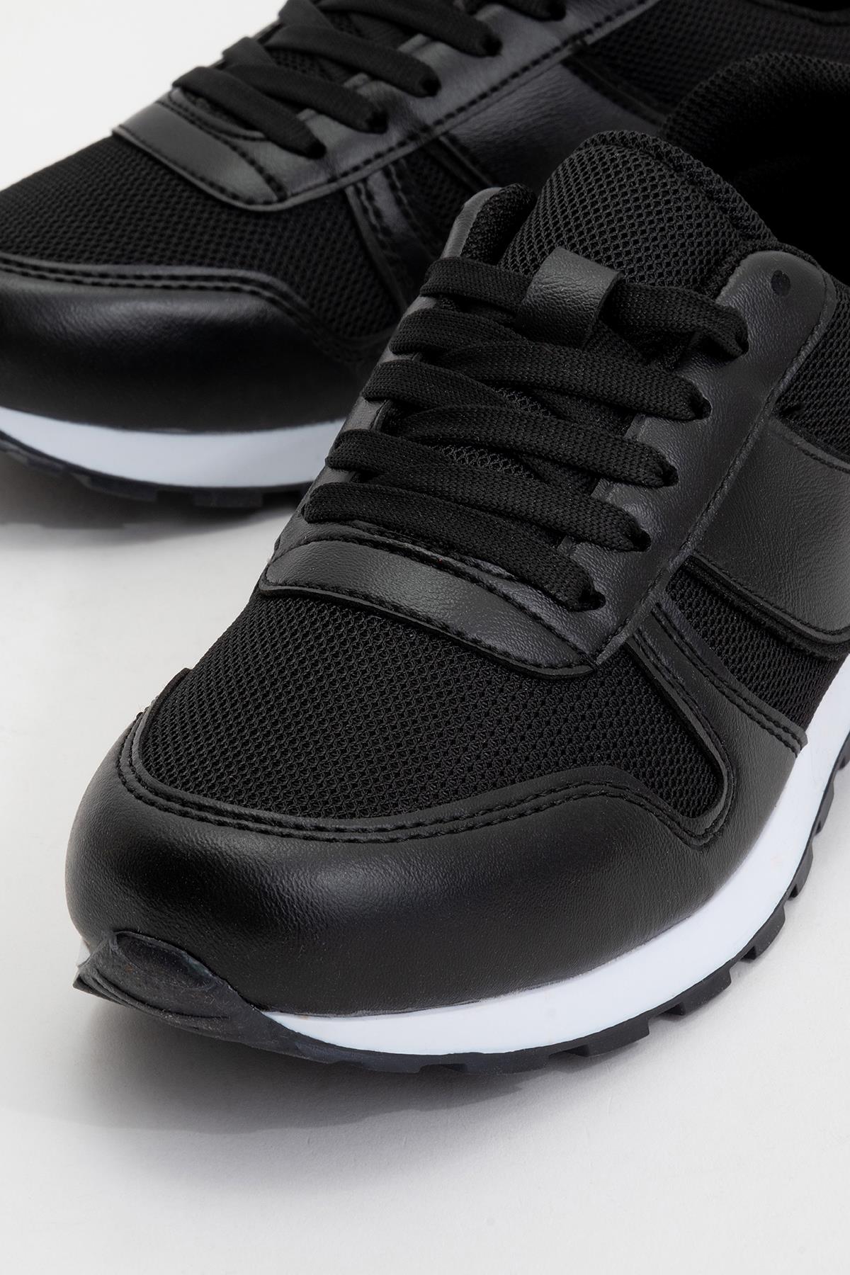 Kadın Anorak Bağcıklı Spor Ayakkabı SİYAH BEYAZ - Görsel 4