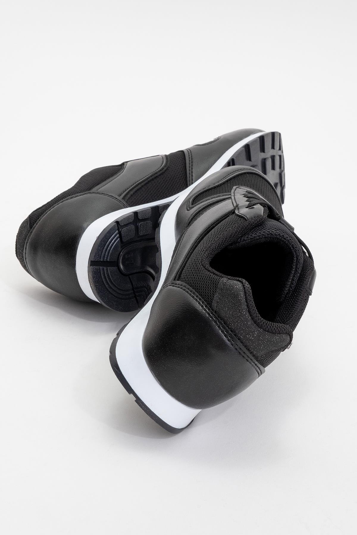 Kadın Anorak Bağcıklı Spor Ayakkabı SİYAH BEYAZ - Görsel 5