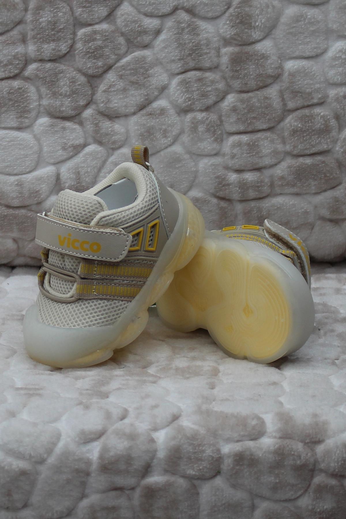 346.E24Y.150 Orante Bej Esnek Işıklı İlk Adım Çocuk Ayakkabı - Görsel 5