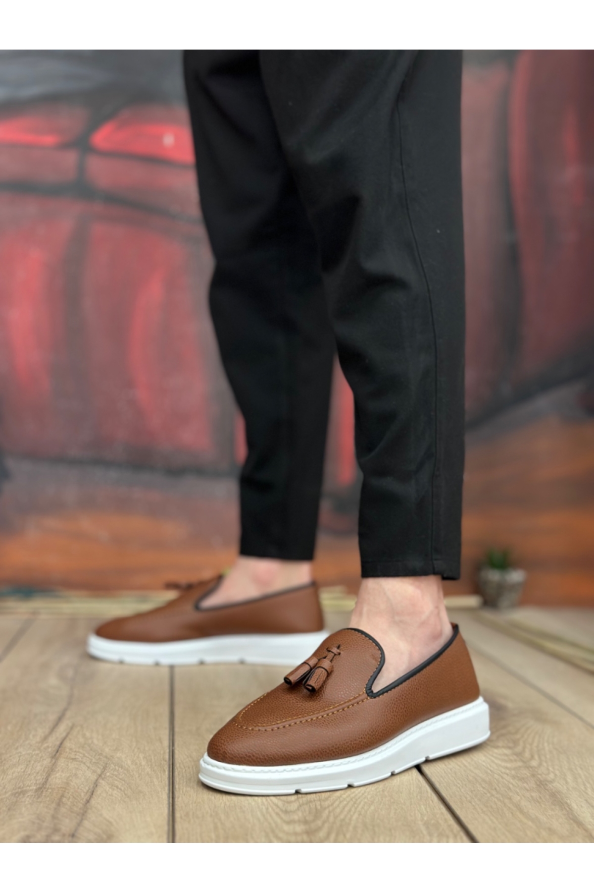 Bağcıksız Püsküllü Erkek Ayakkabı TABA (BEYAZ TABAN) - Görsel 3