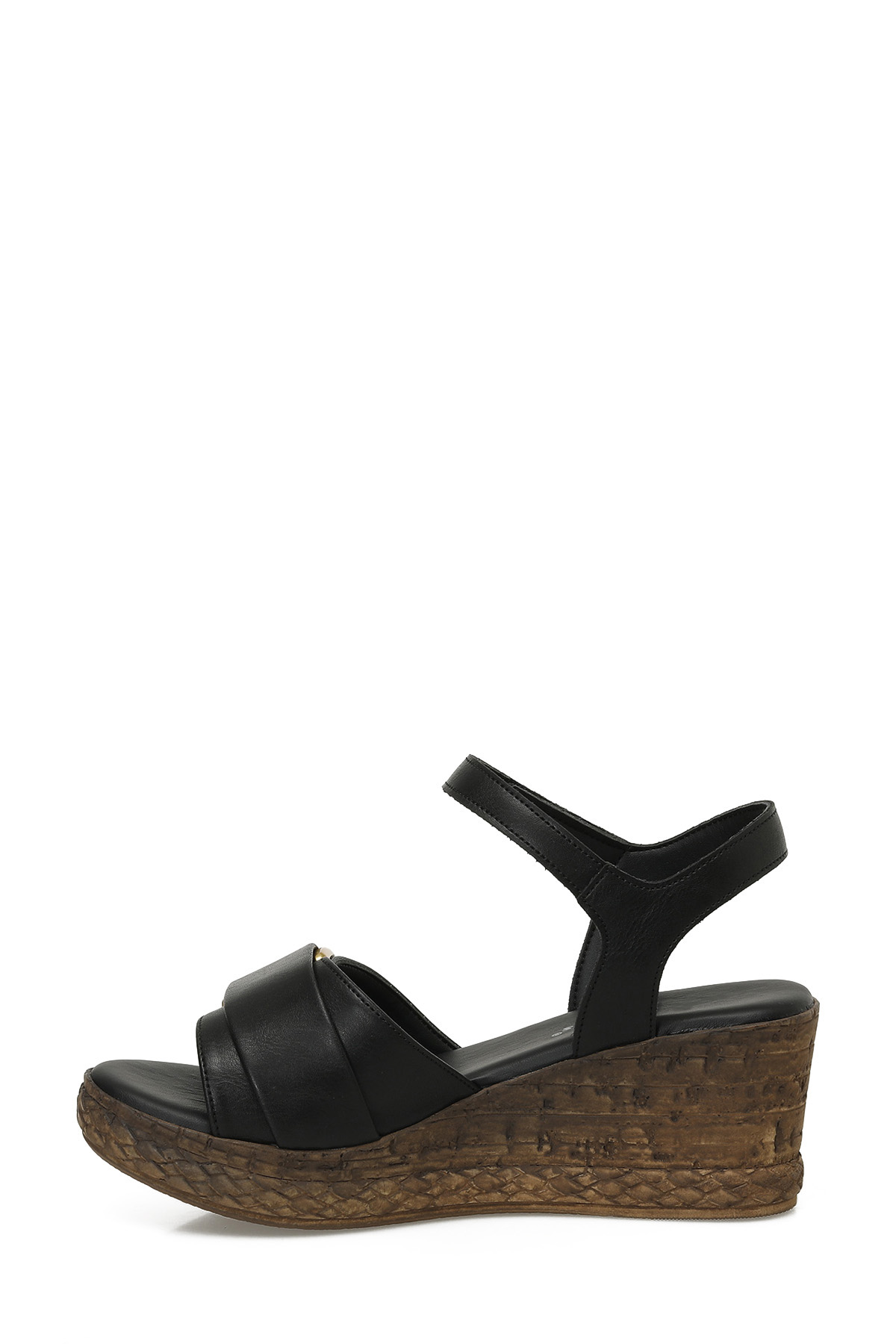 325069.Z 5FX Siyah Kadın Dolgu Topuk Sandalet - Görsel 4