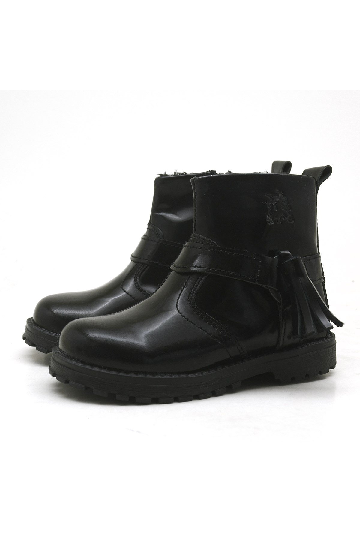 Chiron Hakiki Deri Siyah Rugan Püsküllü Kız Bebek Bot - Görsel 4