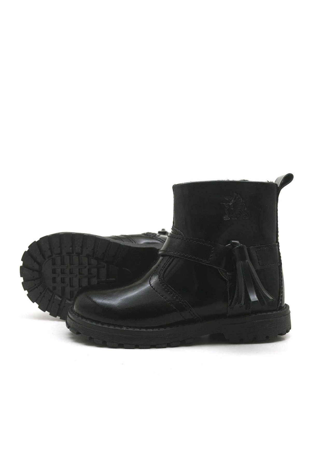 Chiron Hakiki Deri Siyah Rugan Püsküllü Kız Bebek Bot - Görsel 5