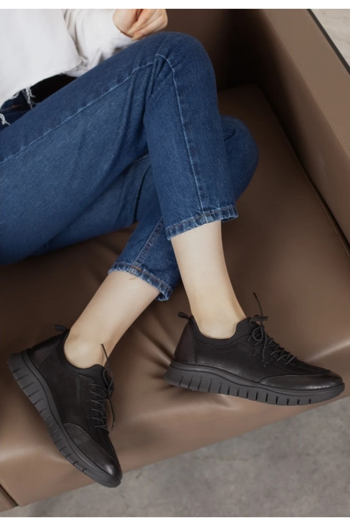 Bubi Hakiki Deri Ortopedik Kadın Casual Ayakkabı - Görsel 6