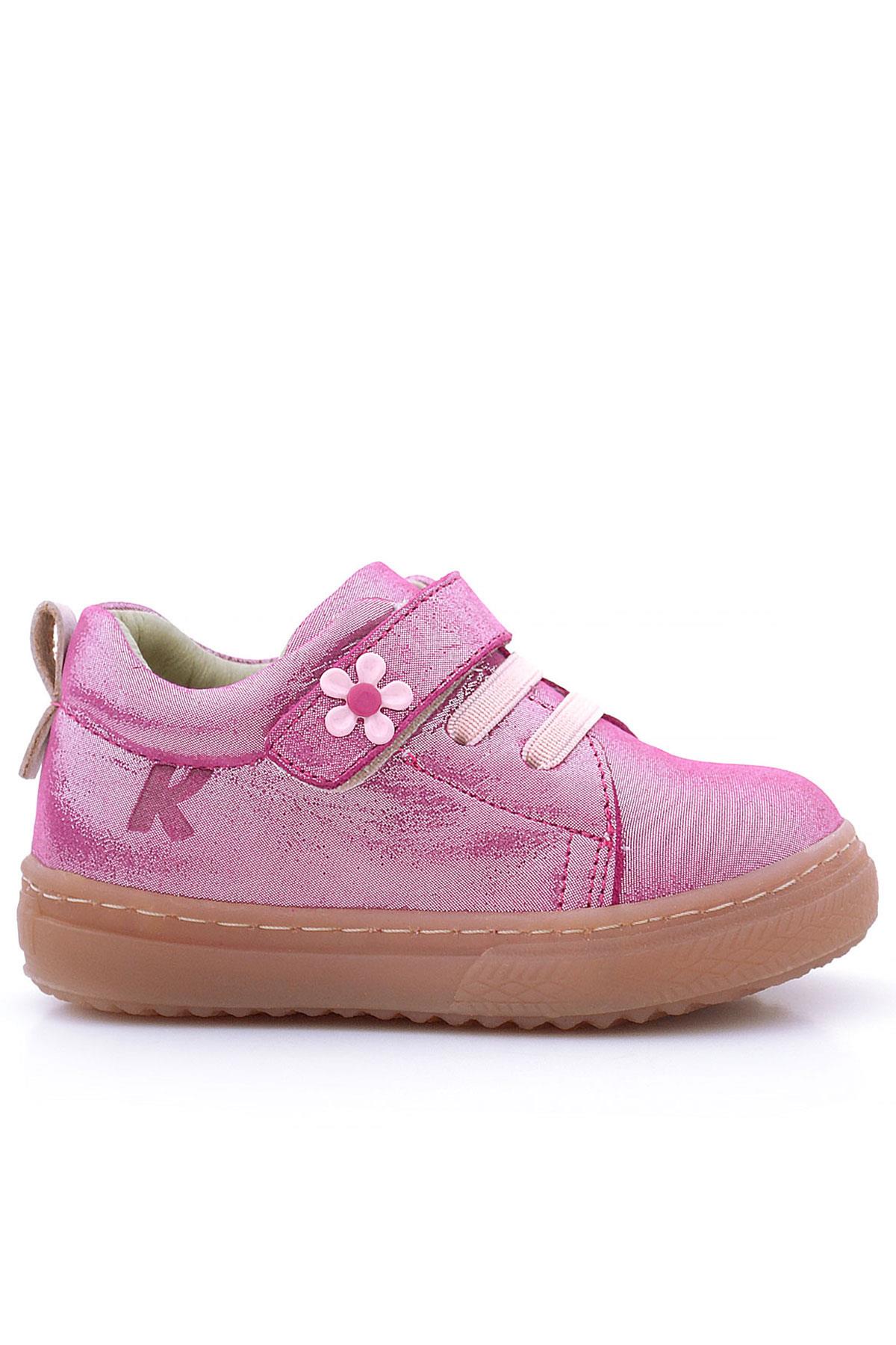 Anatomik Hakiki Deri Yumuşak Pembe Çiçekli Cırtlı Kız Çocuk Ayakkabı - Görsel 5