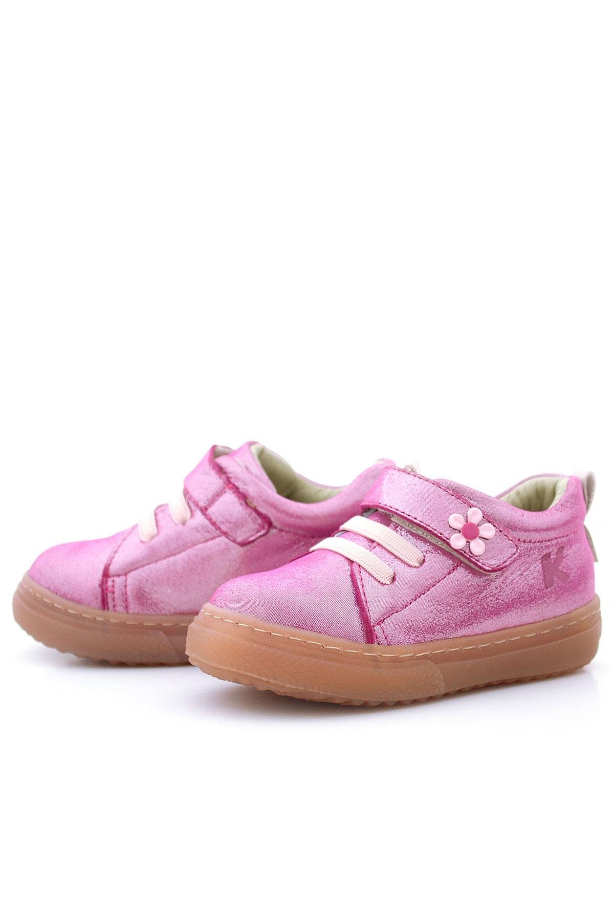 Anatomik Hakiki Deri Yumuşak Pembe Çiçekli Cırtlı Kız Çocuk Ayakkabı - Görsel 6