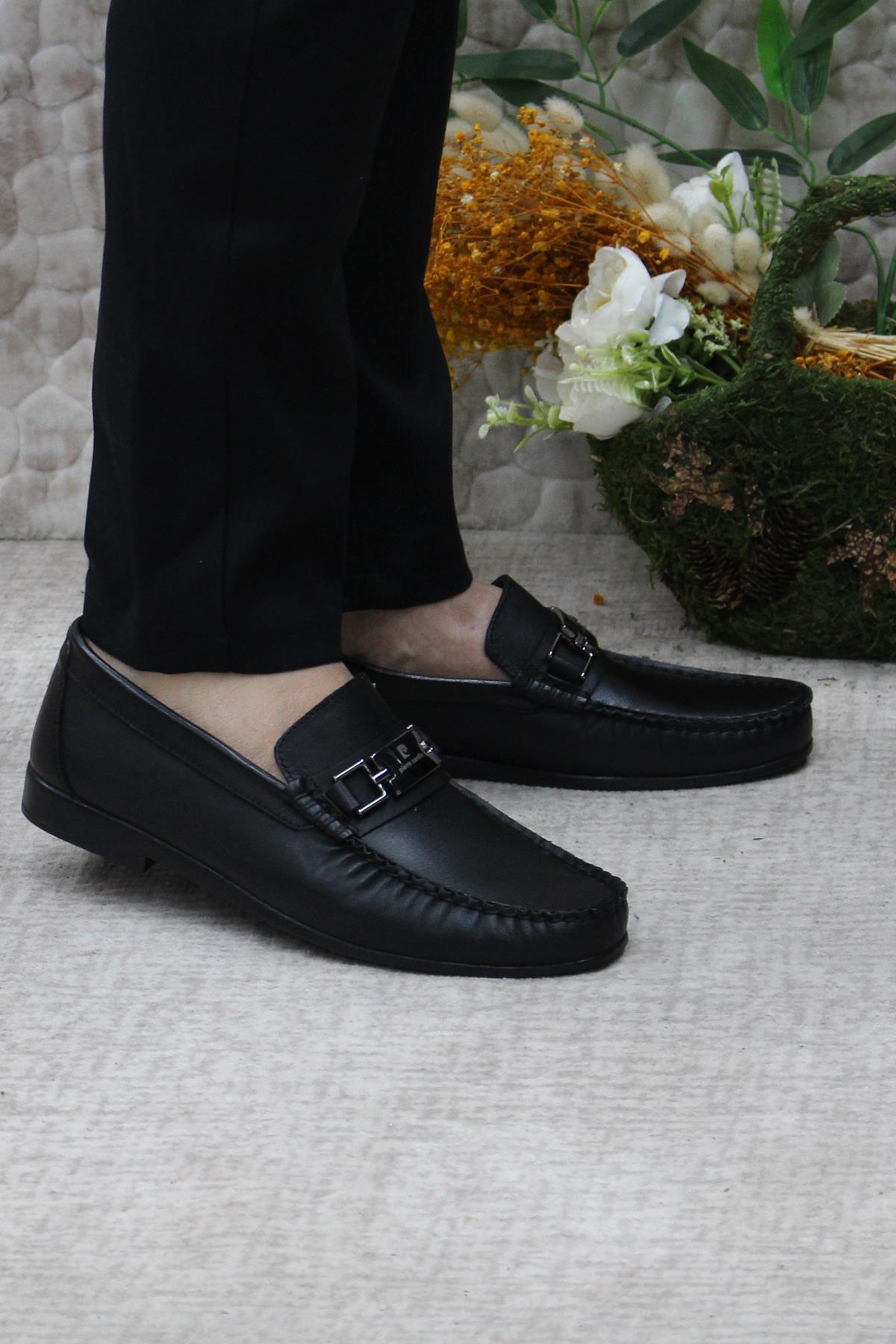 25109 Siyah Hakiki Deri Erkek Babet Loafer Erkek Ayakkabı - Görsel 2