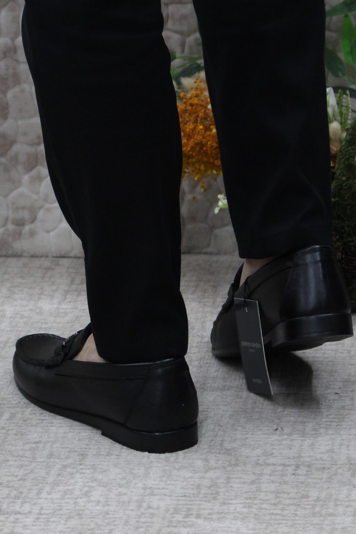 25109 Siyah Hakiki Deri Erkek Babet Loafer Erkek Ayakkabı - Görsel 5