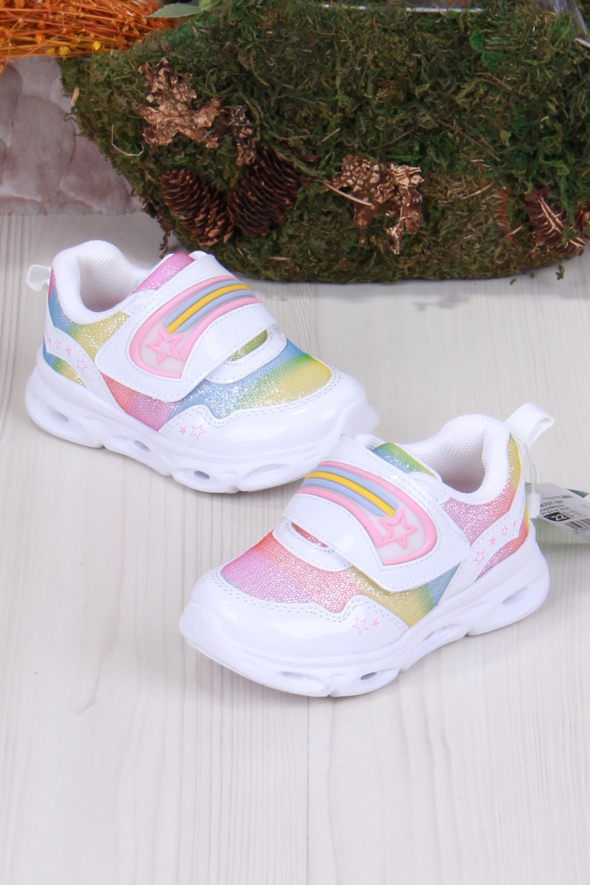 346.B23Y.181 Beyaz Kita Işıklı Kız Çocuk Ayakkabı - Görsel 4
