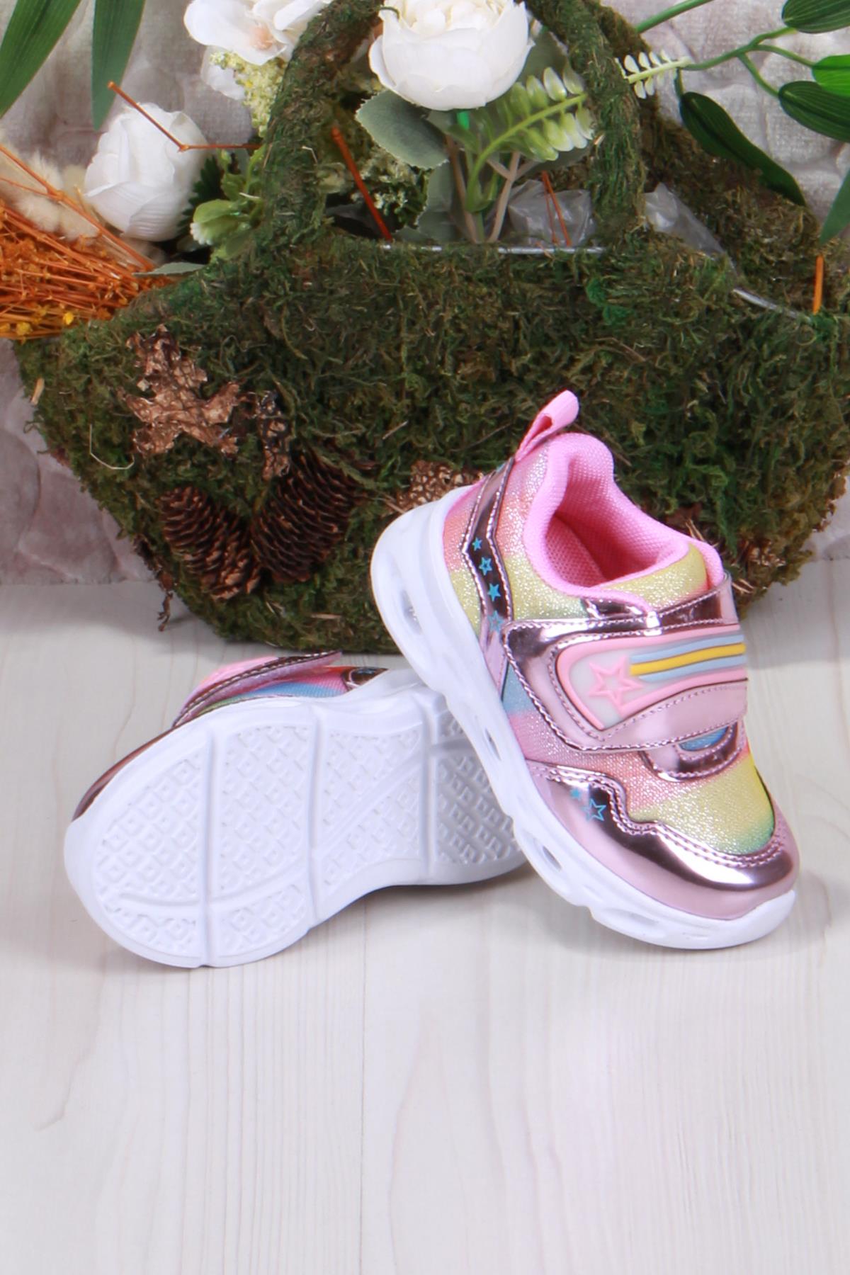 346.B23Y.181 Pembe Kita Işıklı Kız Çocuk Ayakkabı - Görsel 3