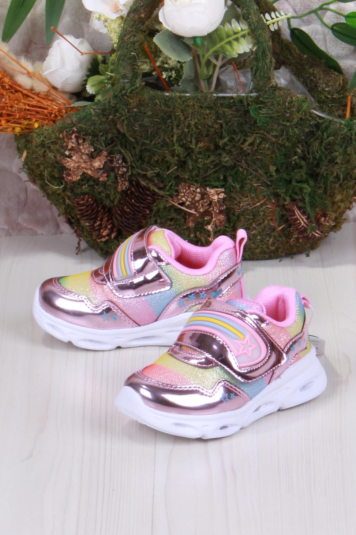 346.B23Y.181 Pembe Kita Işıklı Kız Çocuk Ayakkabı - Görsel 4