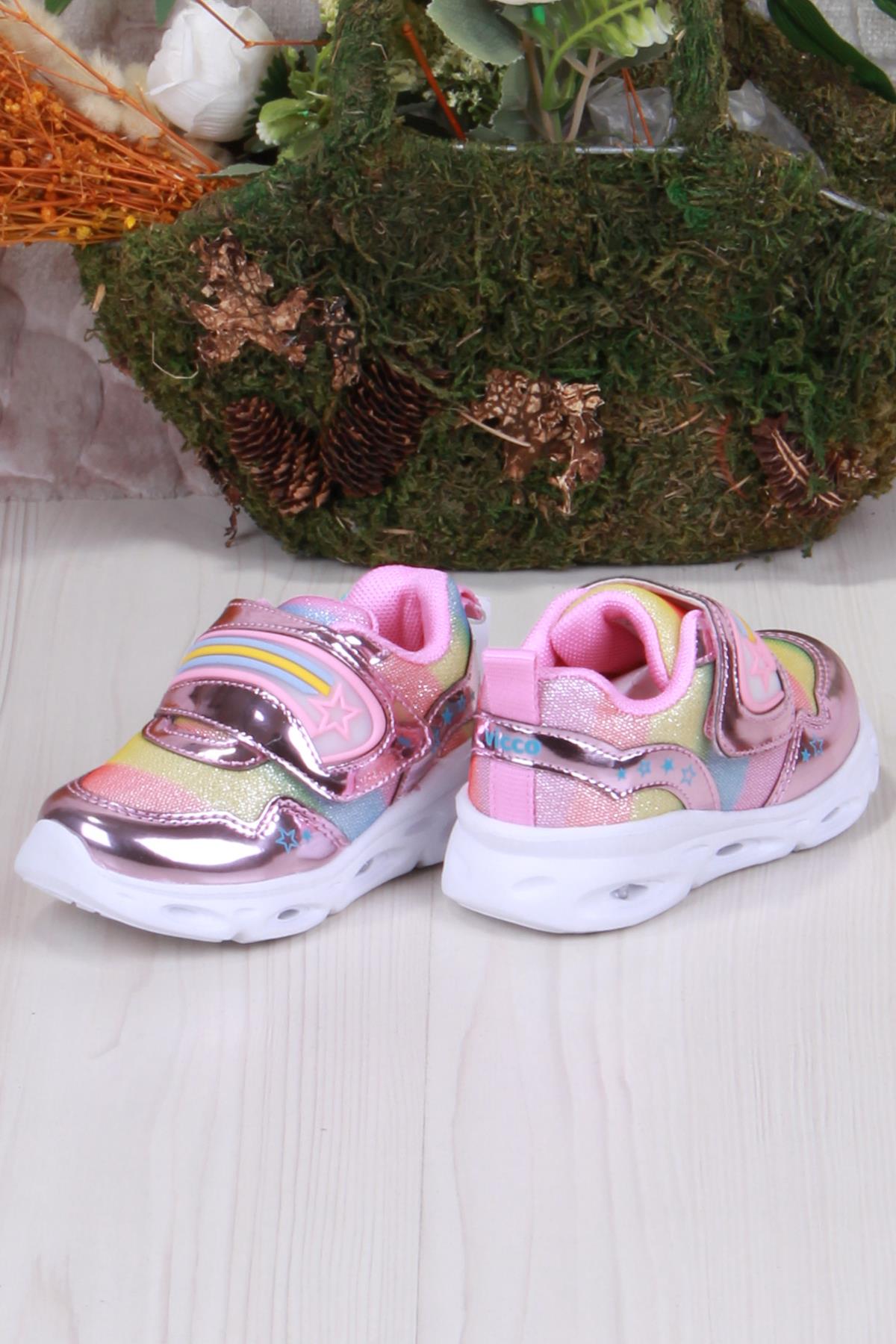 346.B23Y.181 Pembe Kita Işıklı Kız Çocuk Ayakkabı - Görsel 5