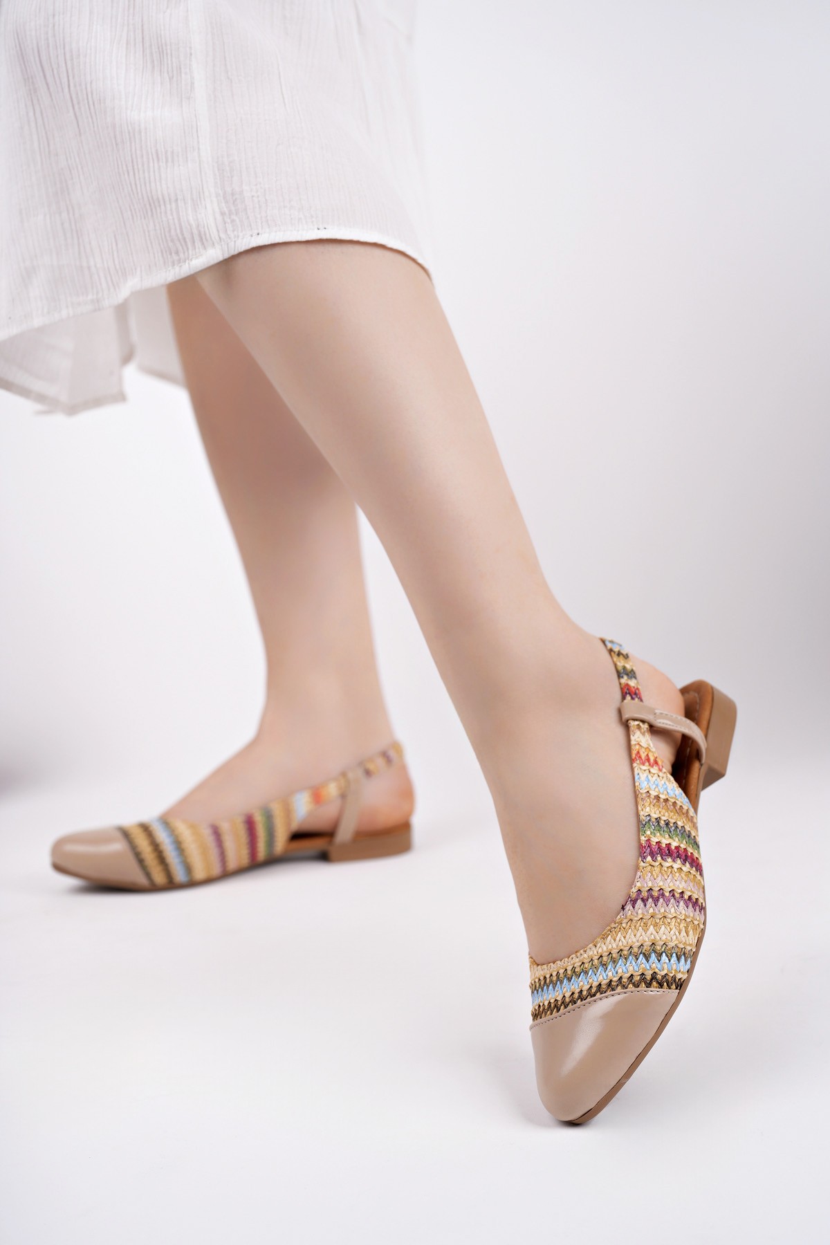 ROSHAN Arkası Açık Hasır Kadın Günlük Kısa Topuklu Ayakkabı - Görsel 8