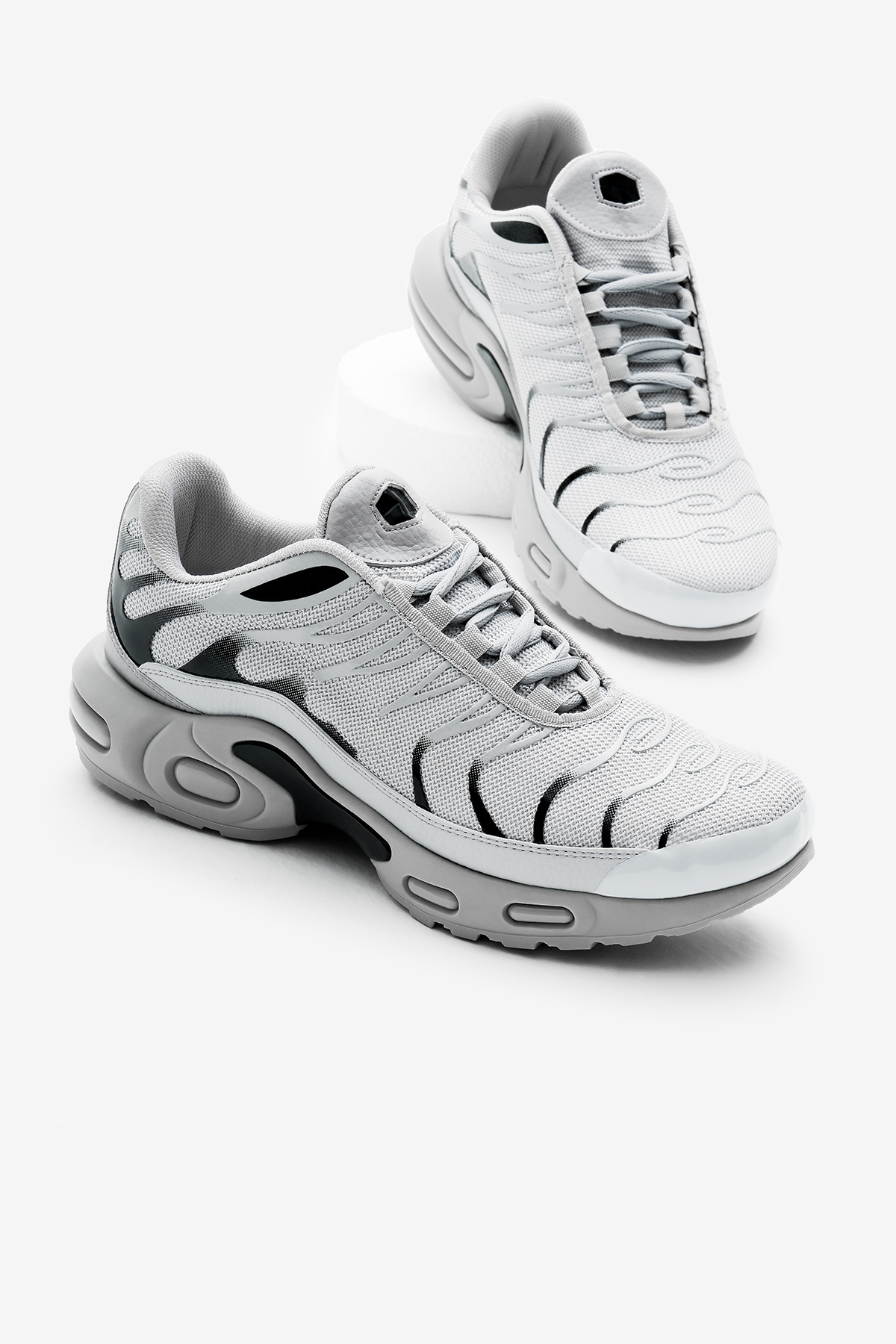 Unisex Gri Siyah Faylon TPU Taban Nefes Alabilen Kumaş Bağcıklı Spor Ayakkabı - Görsel 2