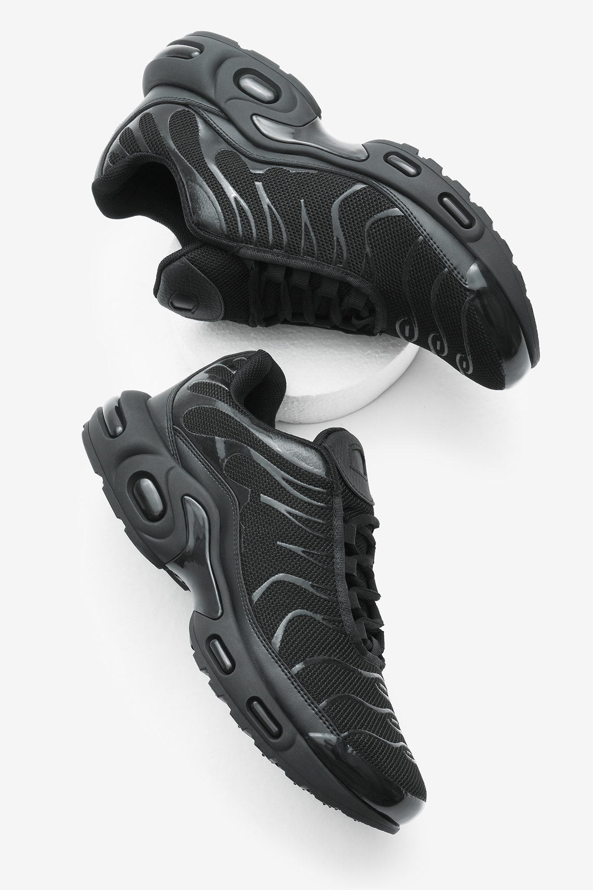 Unisex Siyah Faylon TPU Taban Nefes Alabilen Kumaş Bağcıklı Spor Ayakkabı - Görsel 2