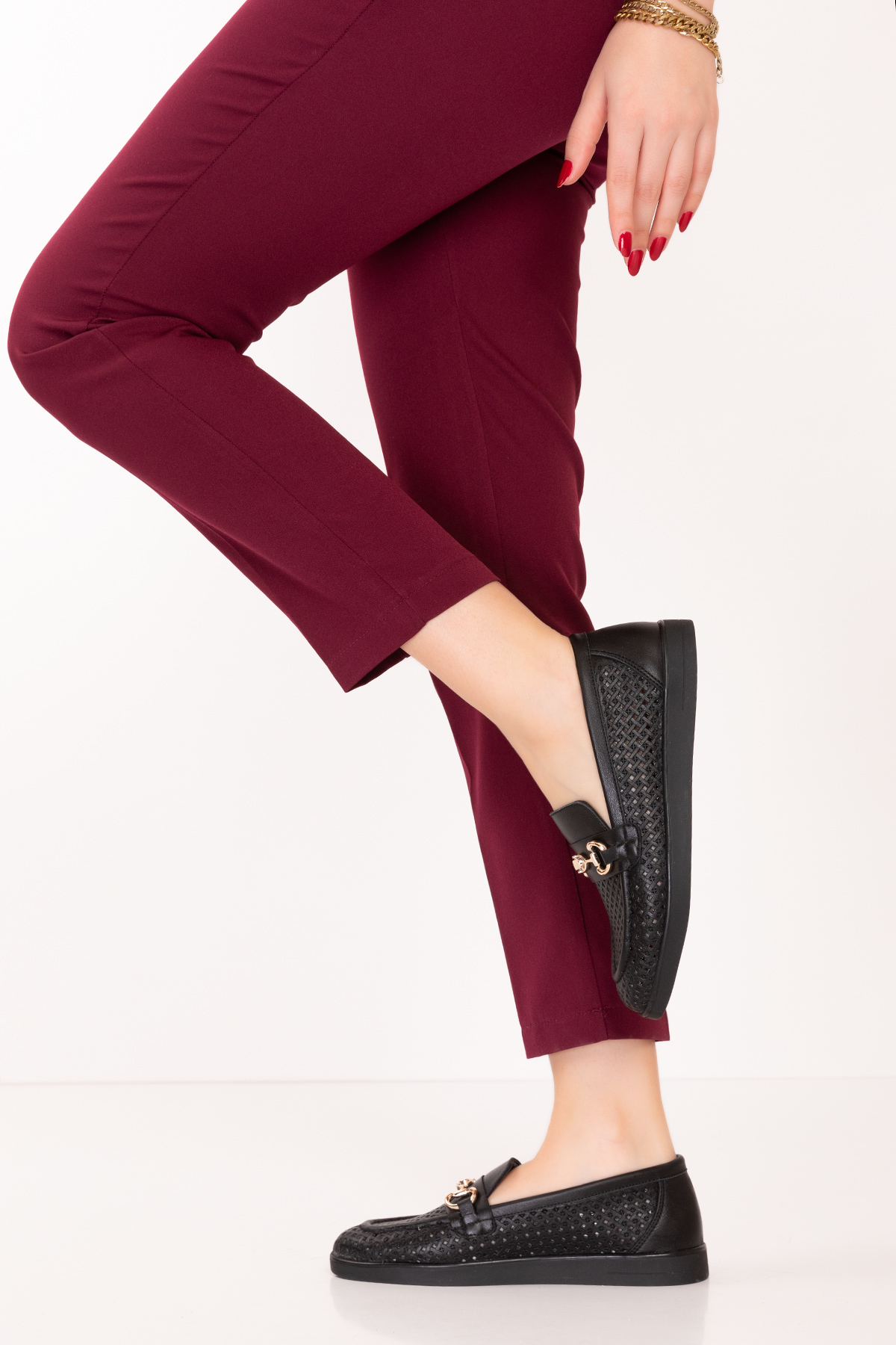 Gondol Kadın Hakiki Deri Yazlı Lazer Delikli Şık Loafer anl.2999 - Görsel 5