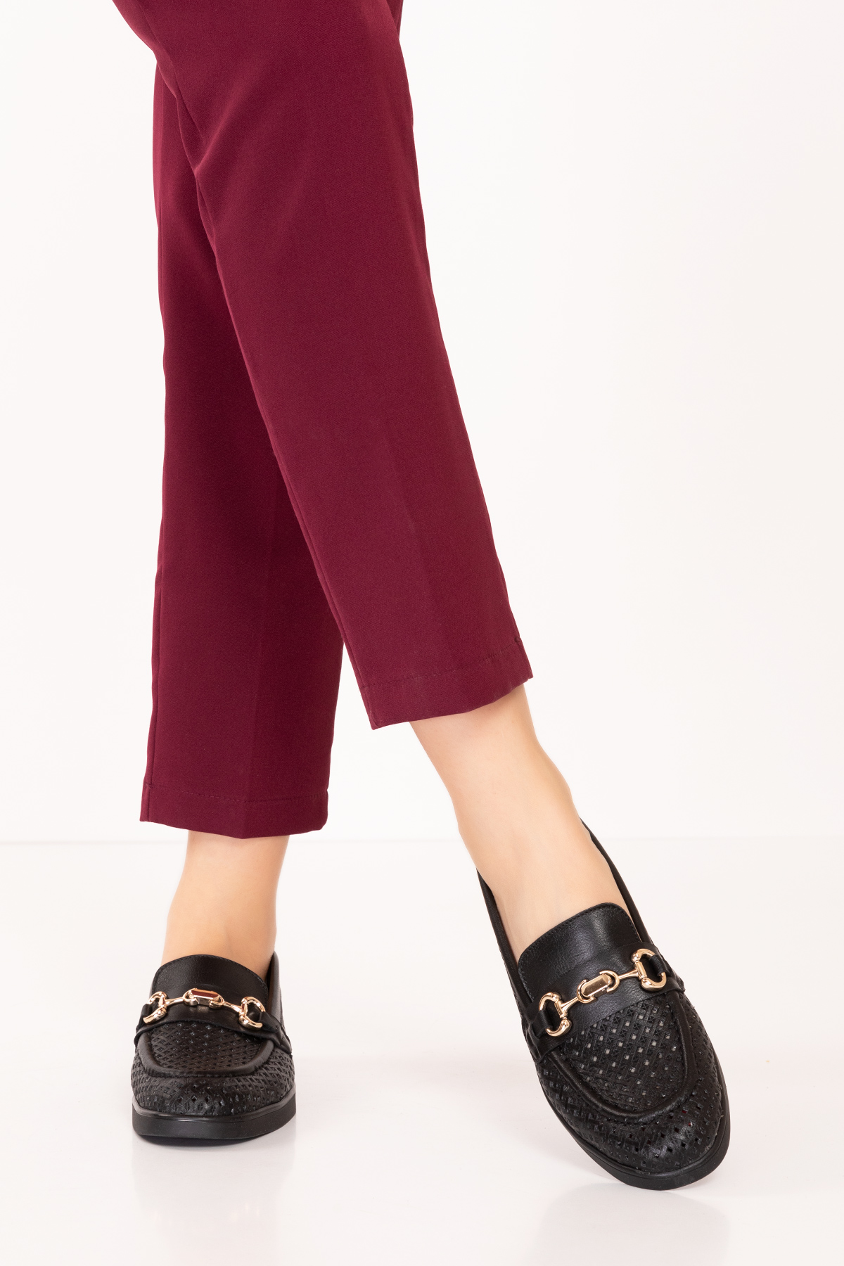 Gondol Kadın Hakiki Deri Yazlı Lazer Delikli Şık Loafer anl.2999 - Görsel 6