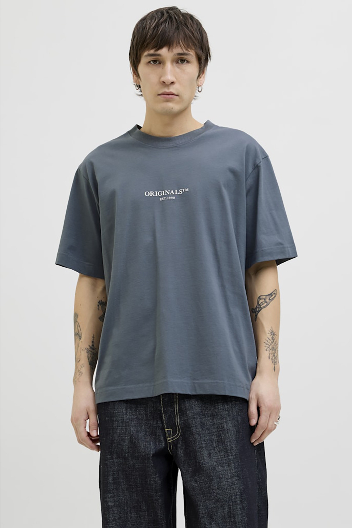 Jack Jones Jprbluaıden Ss Tee Erkek Gri Tshirt 12293014-02