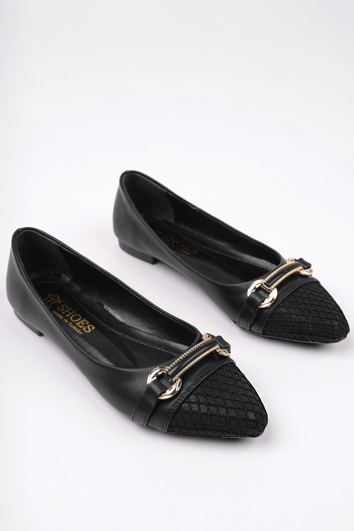 Kadın Yazlık Rahat Fileli Sivri Burun Babet Ayakkabı Ahmet Dede 055 Siyah - Görsel 3