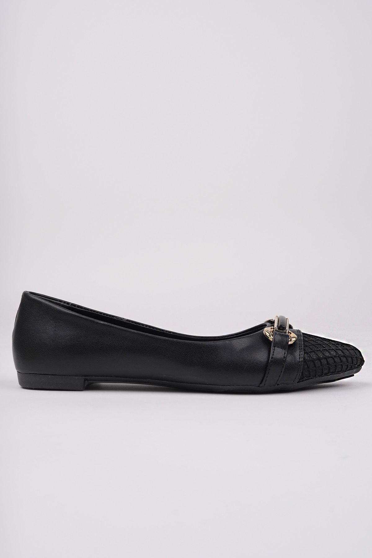 Kadın Yazlık Rahat Fileli Sivri Burun Babet Ayakkabı Ahmet Dede 055 Siyah - Görsel 4