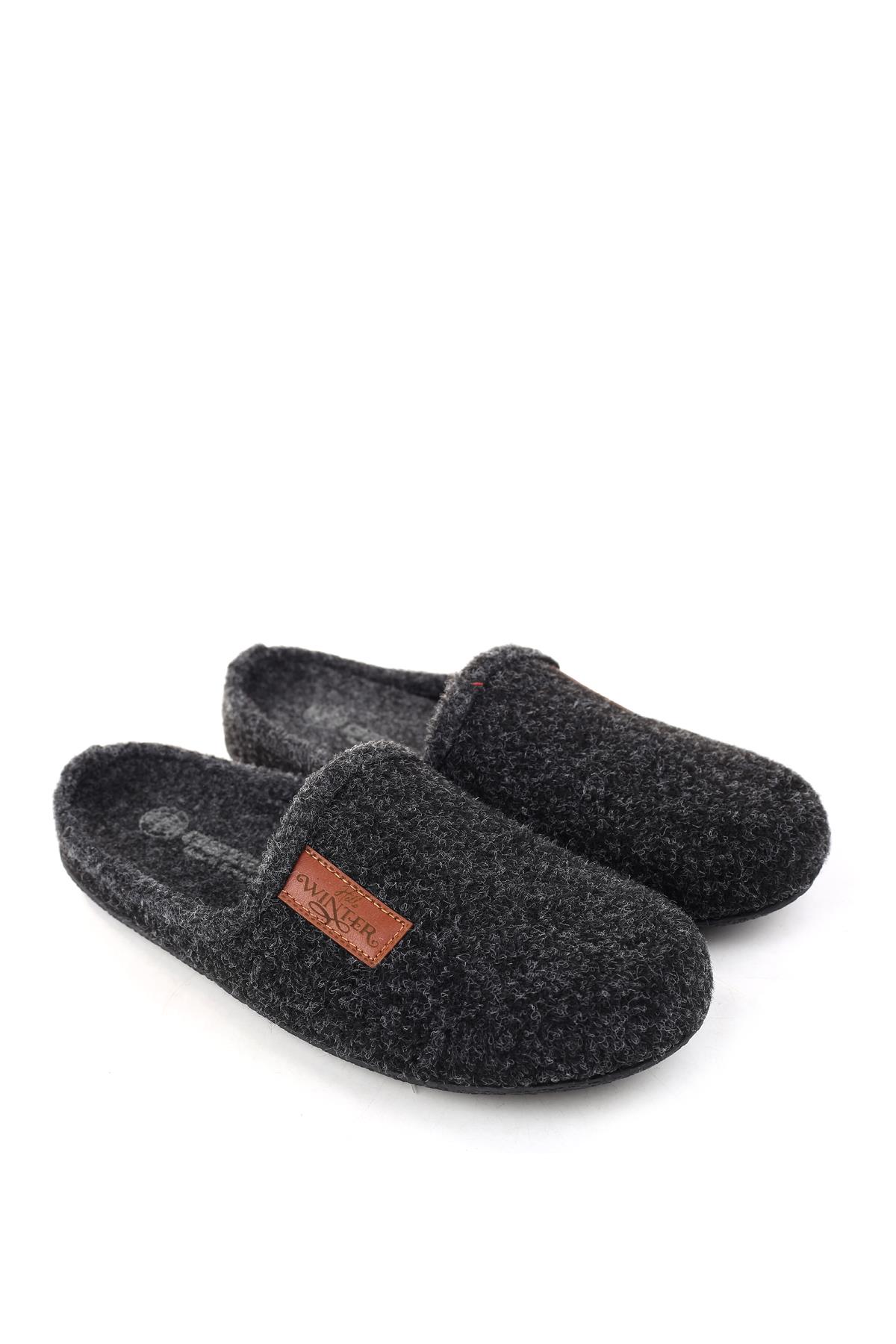 Gezer Gezer Siyah 15340 Erkek Keçe Rahat Taban Ev Halı Misafir Terliği Sandalet & Terlik | Flo Siyah - 2. görsel