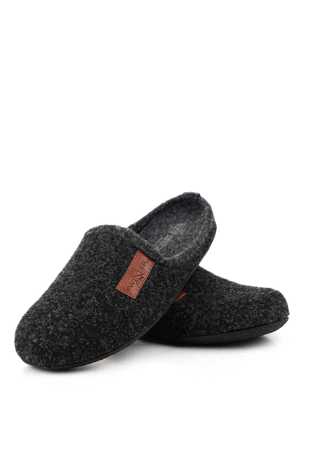 Gezer Gezer Siyah 15340 Erkek Keçe Rahat Taban Ev Halı Misafir Terliği Sandalet & Terlik | Flo Siyah - 4. görsel