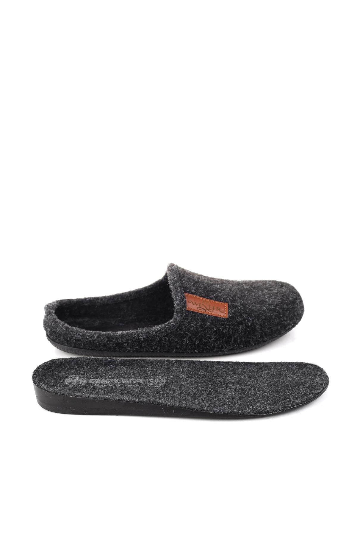 Gezer Gezer Siyah 15340 Erkek Keçe Rahat Taban Ev Halı Misafir Terliği Sandalet & Terlik | Flo Siyah - 6. görsel