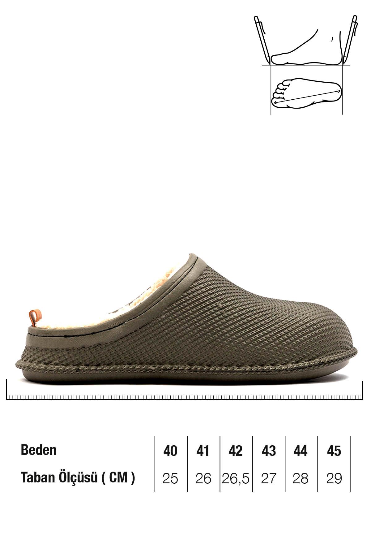 12464 Eva İçi Kürklü Islak Zemin Erkek Kışlık Ev Bahçe Sokak İş Terliği - Görsel 3