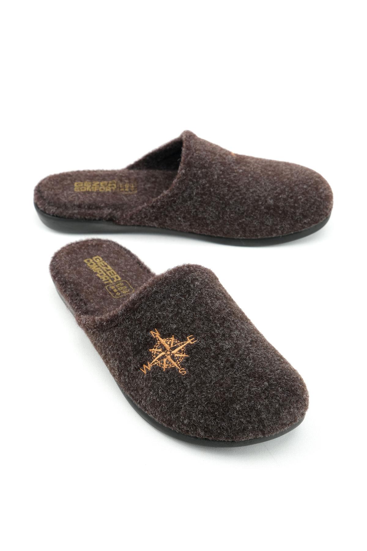 15339 Kışlık Erkek Keçe Çıkarılabilir Taban Misafir Ev Bahçe Terlik - Görsel 2