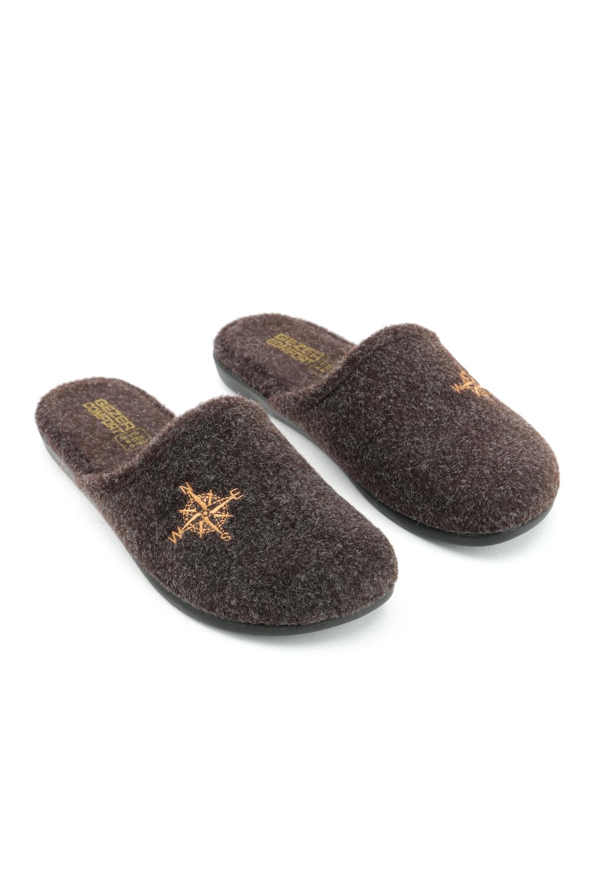 15339 Kışlık Erkek Keçe Çıkarılabilir Taban Misafir Ev Bahçe Terlik - Görsel 4