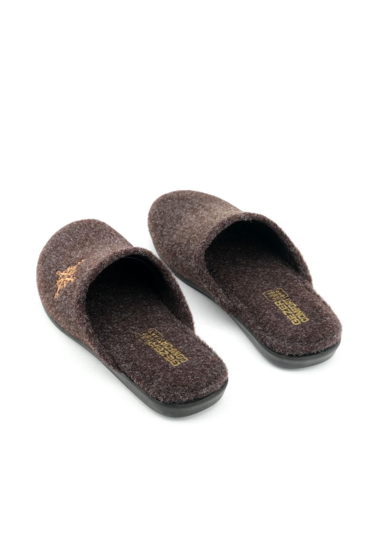 15339 Kışlık Erkek Keçe Çıkarılabilir Taban Misafir Ev Bahçe Terlik - Görsel 5