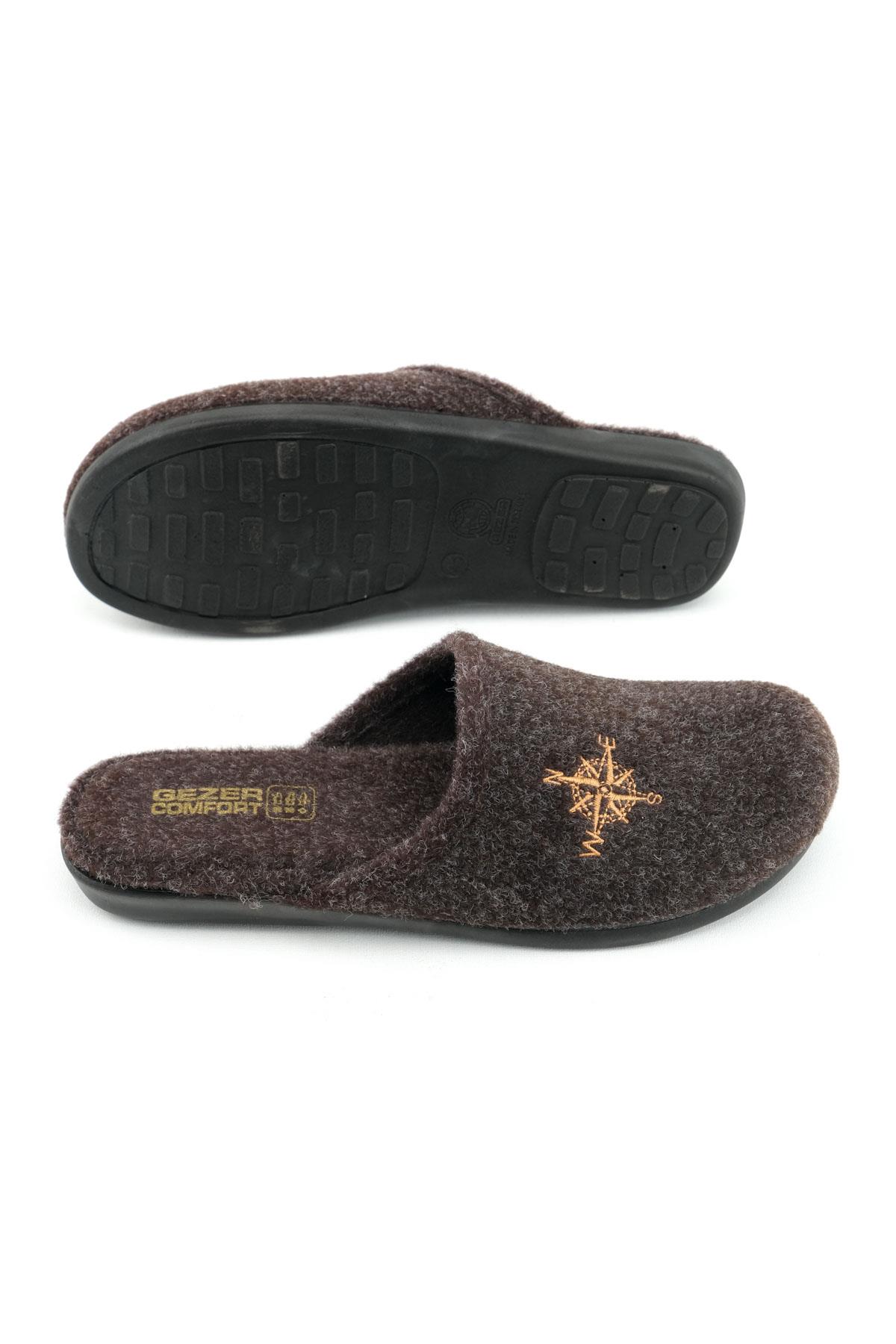 15339 Kışlık Erkek Keçe Çıkarılabilir Taban Misafir Ev Bahçe Terlik - Görsel 6