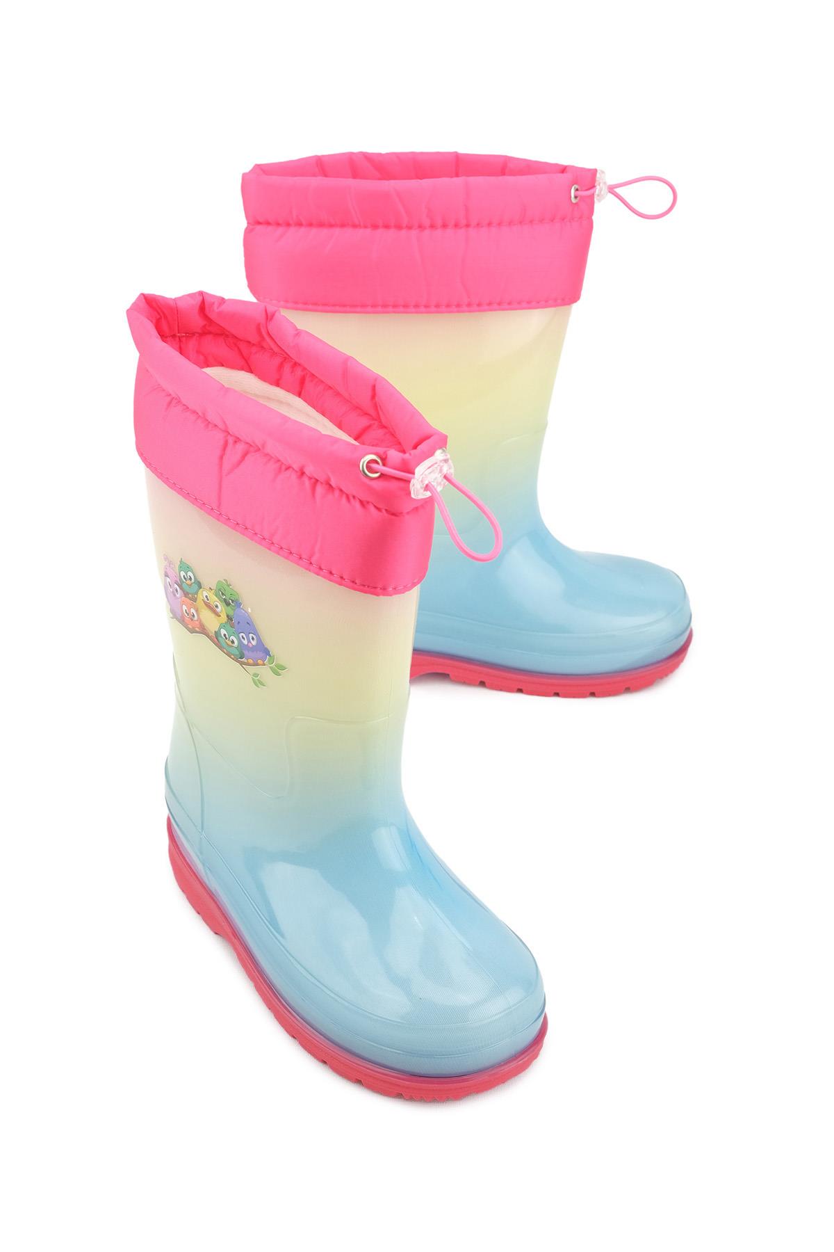 00675 Kız Çocuk Termal Astarlı Su Yağmur Geçirmez Çizme - Görsel 2