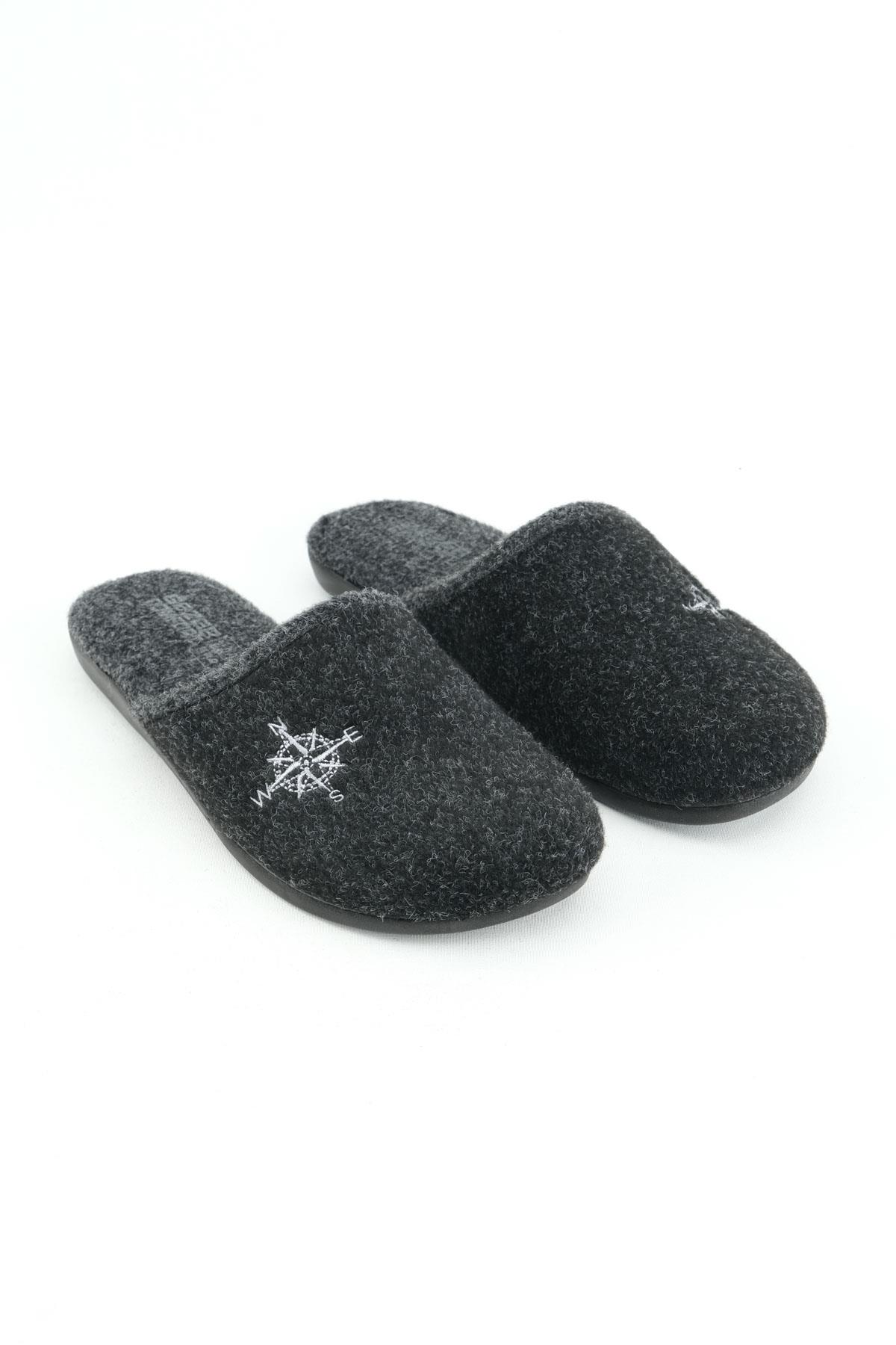 15339 Kışlık Erkek Keçe Çıkarılabilir Taban Misafir Ev Bahçe Terlik - Görsel 4