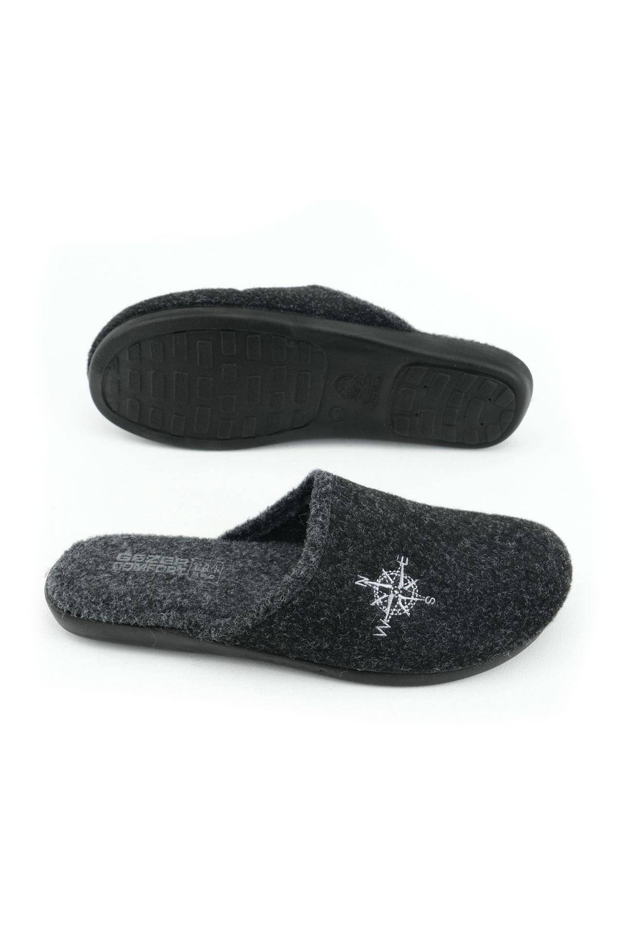 15339 Kışlık Erkek Keçe Çıkarılabilir Taban Misafir Ev Bahçe Terlik - Görsel 6