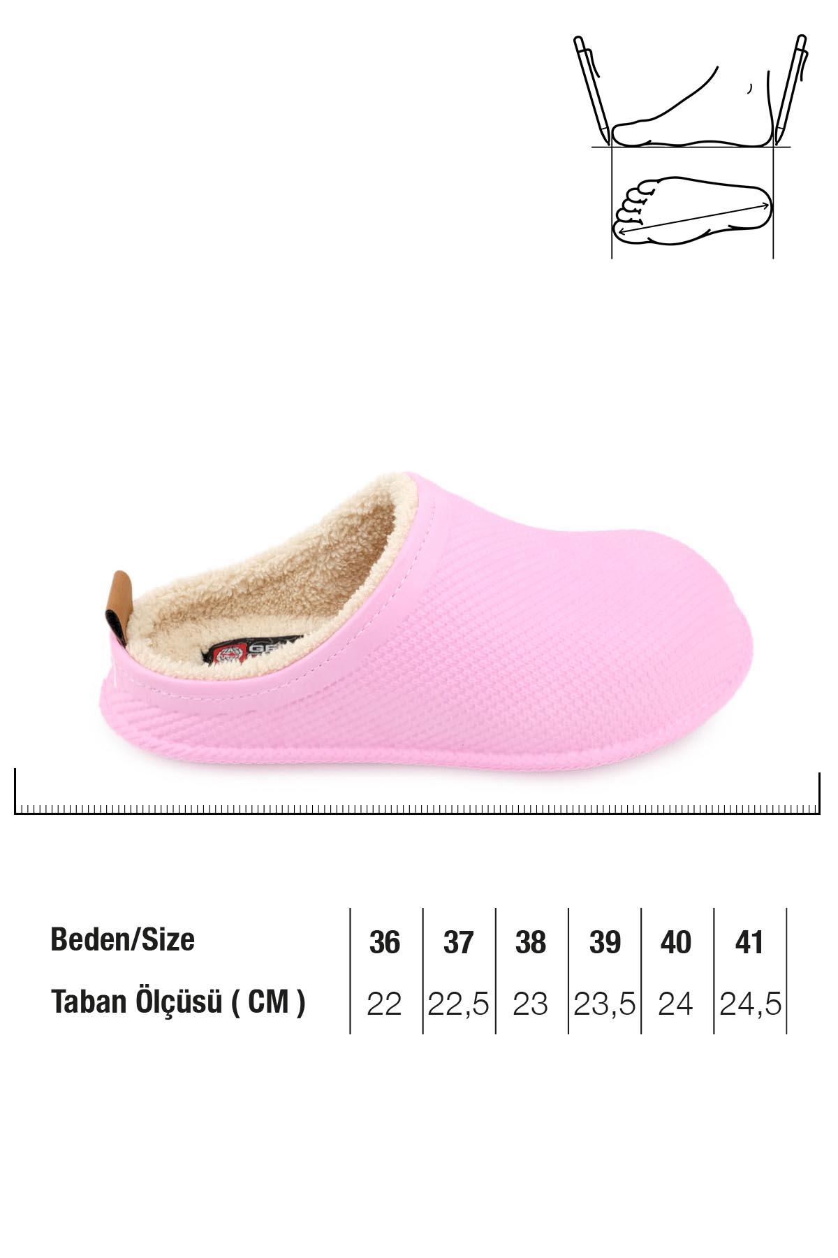 Gezer Gezer Pembe 14769 Eva İçi Kürklü Islak Zemin Kışlık Ev Bahçe Kadın Terliği Sandalet & Terlik | Flo Pembe - 3. görsel