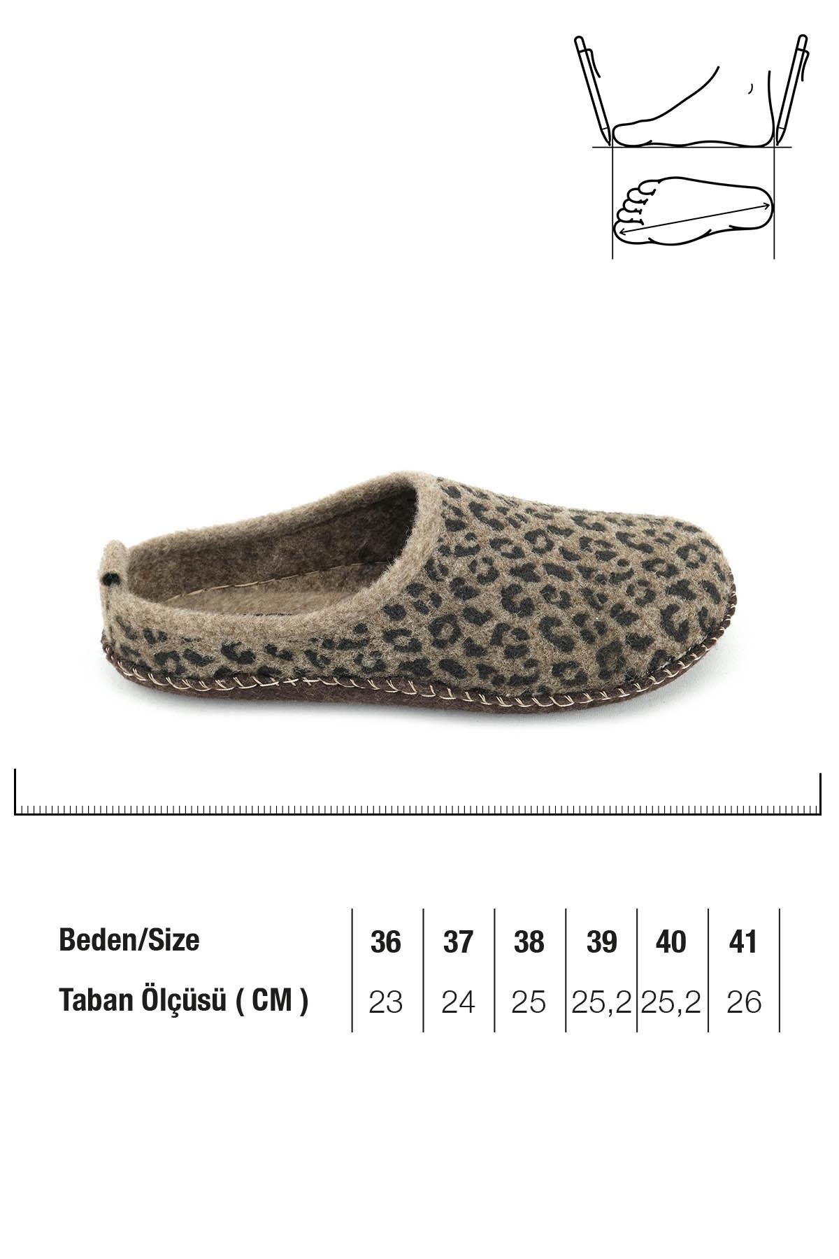 15525 Kadın Keçe Kumaş Sessiz Taban Ev-Halı Terliği - Görsel 3