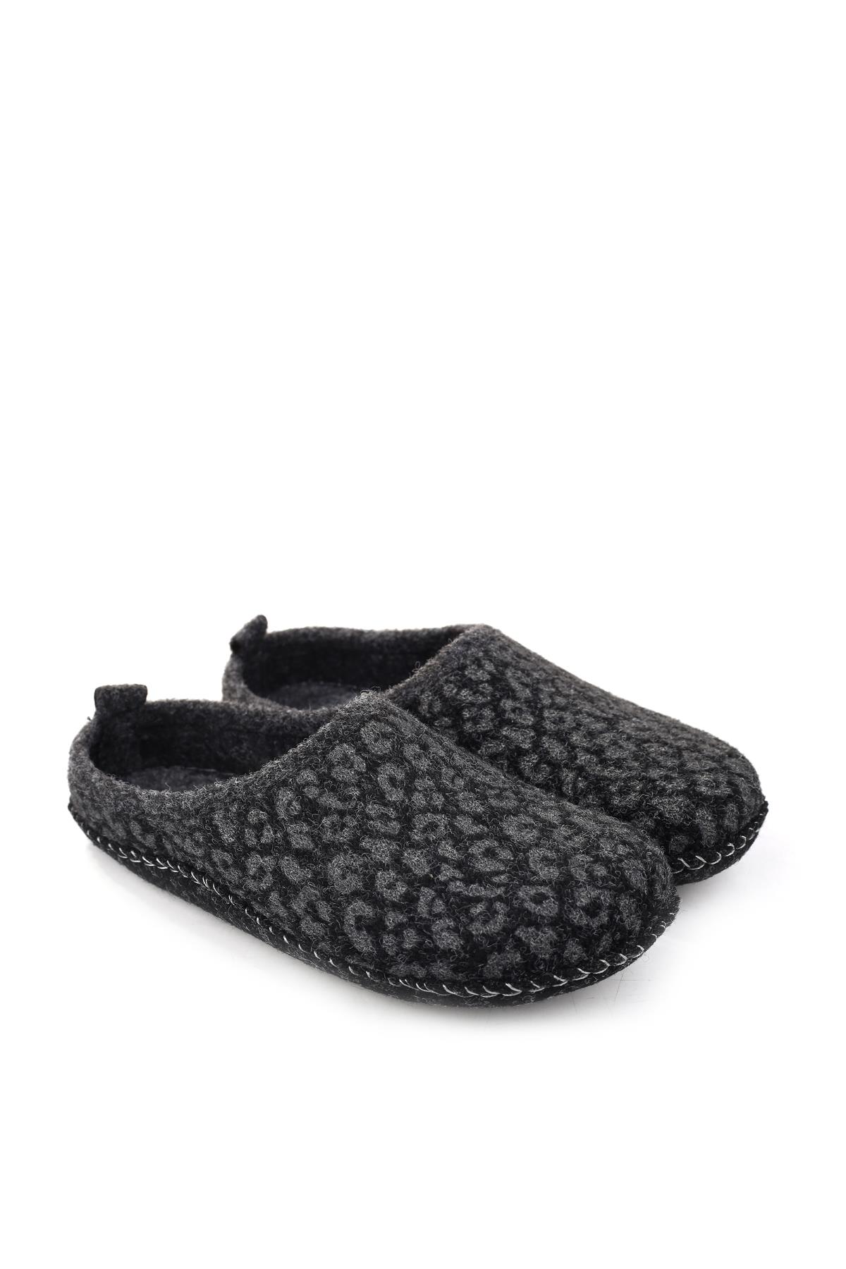 15525 Kadın Keçe Kumaş Sessiz Taban Ev-Halı Terliği - Görsel 2