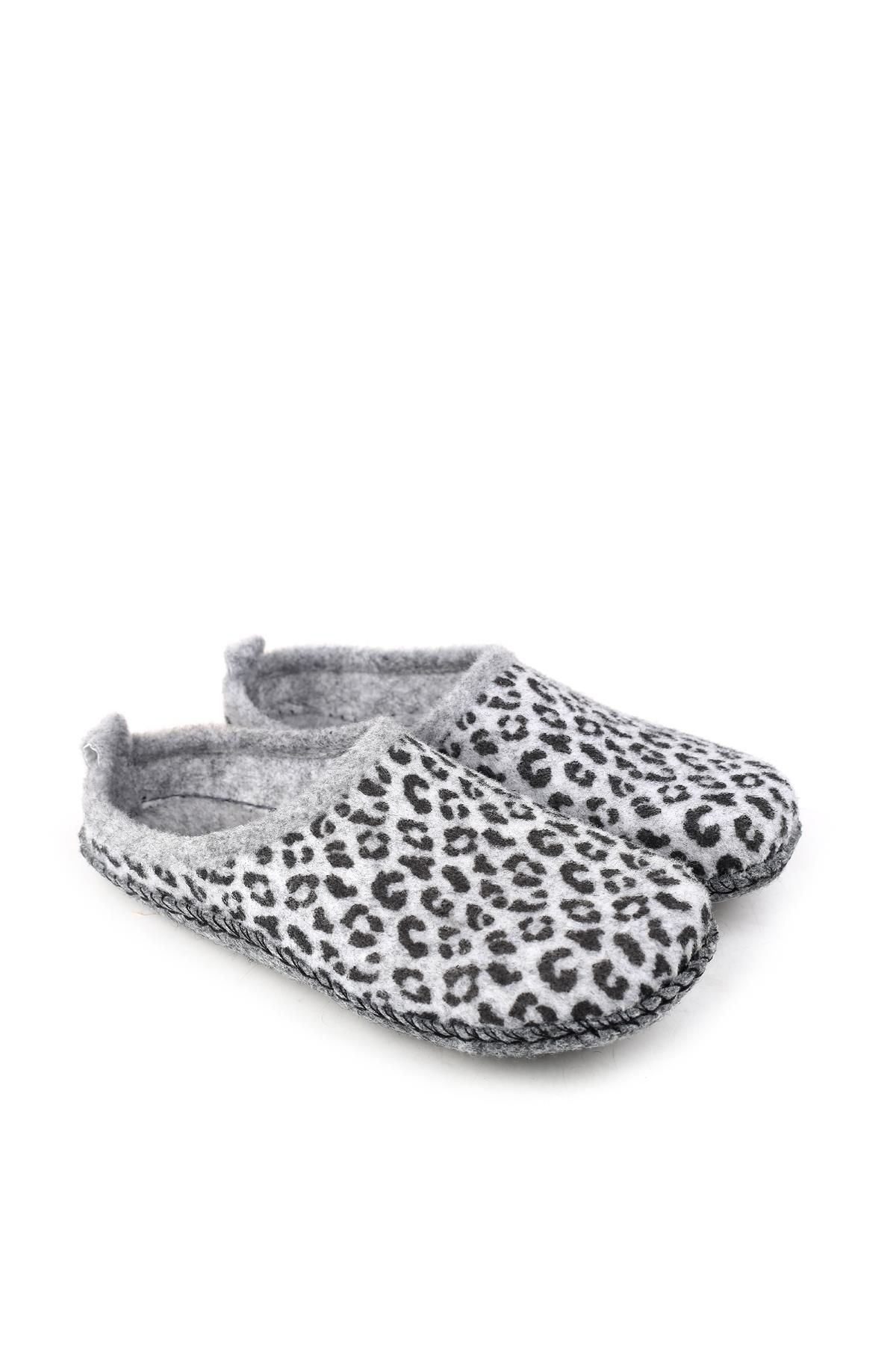 15525 Kadın Keçe Kumaş Sessiz Taban Ev-Halı Terliği - Görsel 2