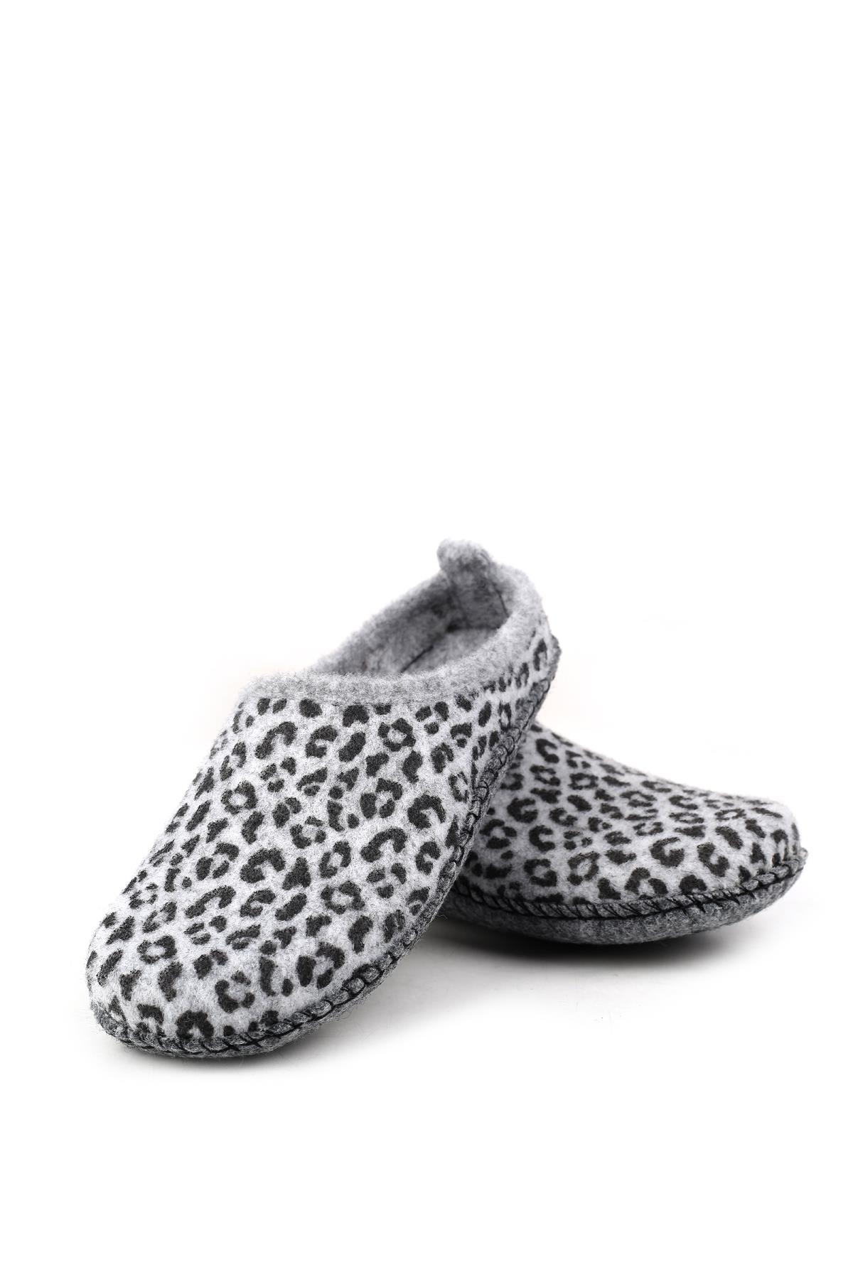 15525 Kadın Keçe Kumaş Sessiz Taban Ev-Halı Terliği - Görsel 4