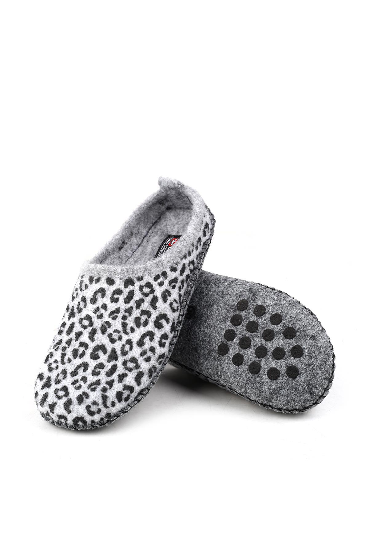 15525 Kadın Keçe Kumaş Sessiz Taban Ev-Halı Terliği - Görsel 6