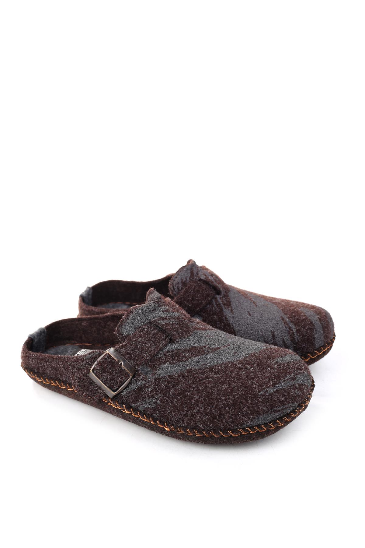 15405 Erkek Keçe Sessiz Kaymaz Hafif Taban Ev Misafir Terliği - Görsel 2