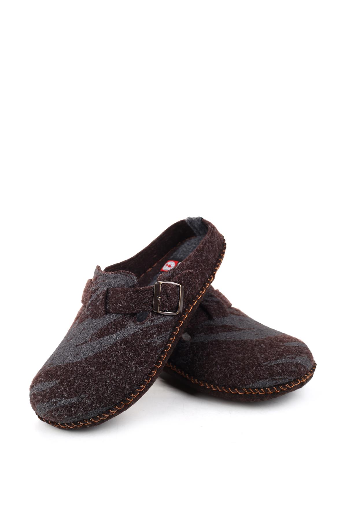 15405 Erkek Keçe Sessiz Kaymaz Hafif Taban Ev Misafir Terliği - Görsel 4