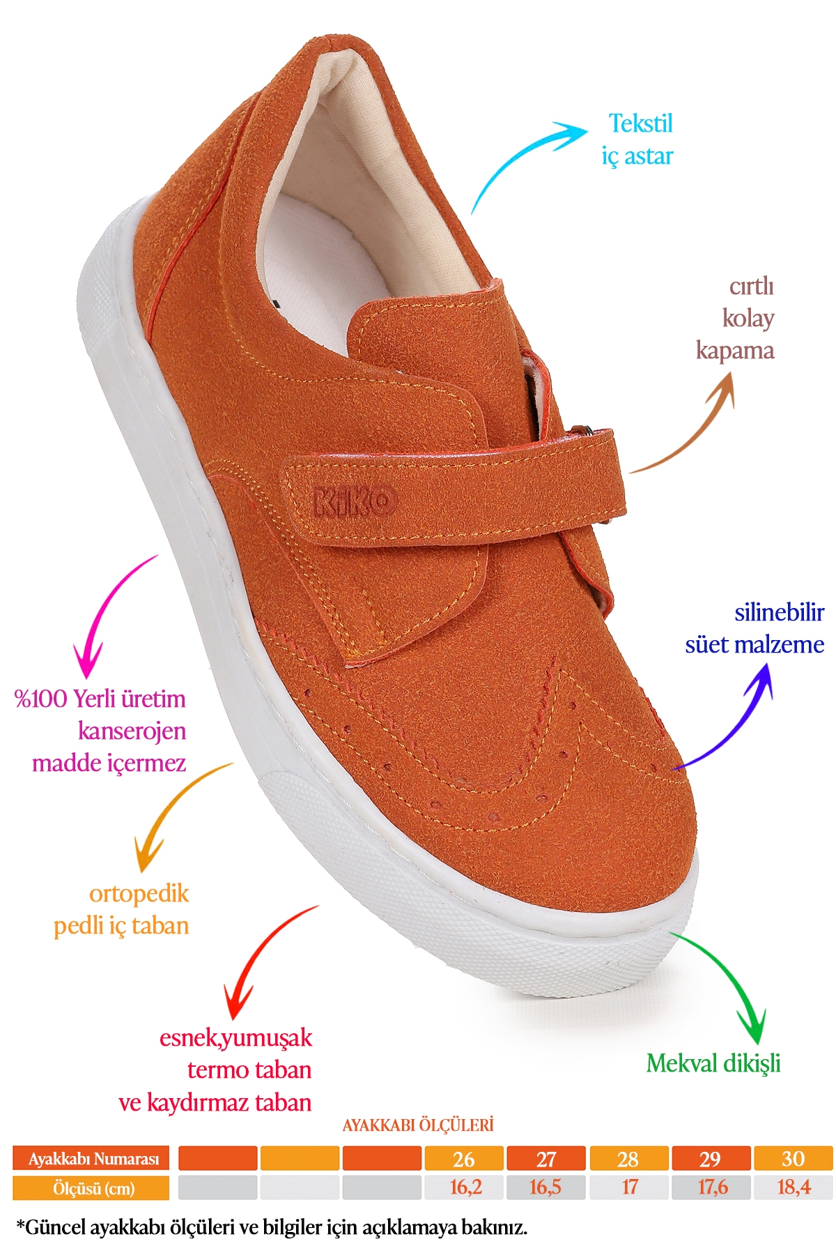 Richie Cırtlı Günlük Erkek Çocuk Casual Ayakkabı Turuncu - Görsel 3