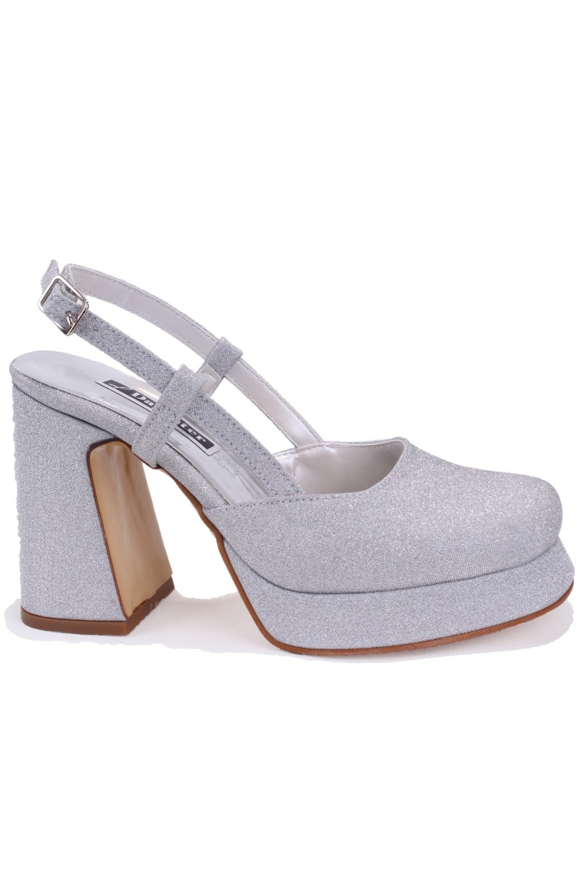 DZA07-337560 Gümüş Simli Platform Topuklu Kadın Ayakkabı - Görsel 3