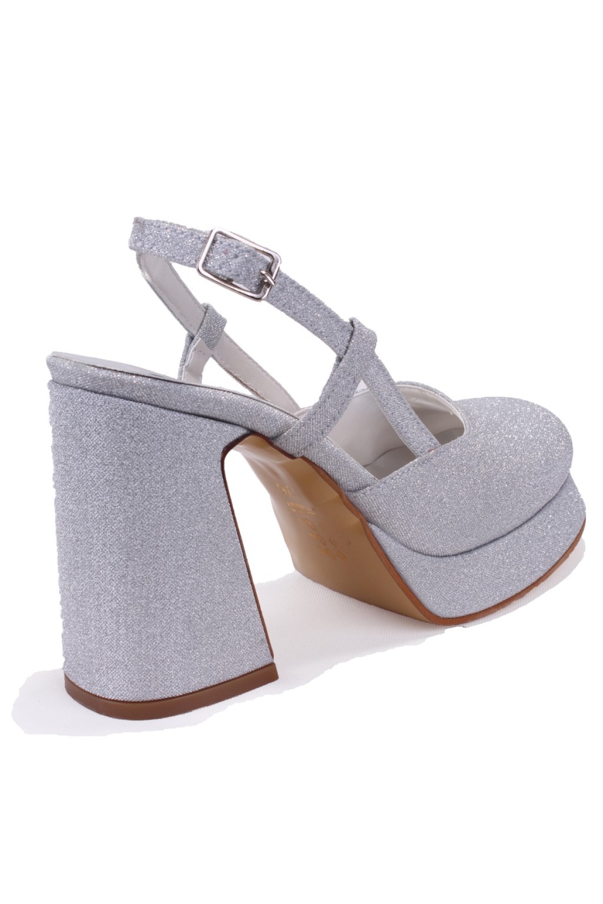 DZA07-337560 Gümüş Simli Platform Topuklu Kadın Ayakkabı - Görsel 5