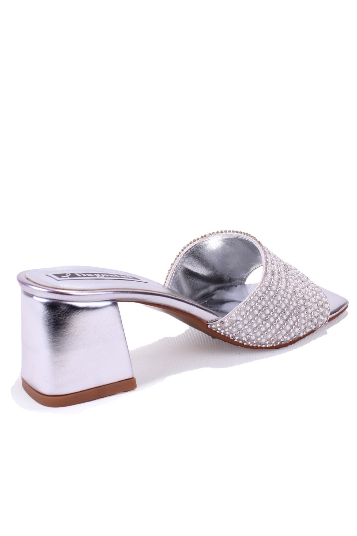 DZA07-1296103 Gümüş Topuklu Abiye Kadın Terlik - Görsel 5