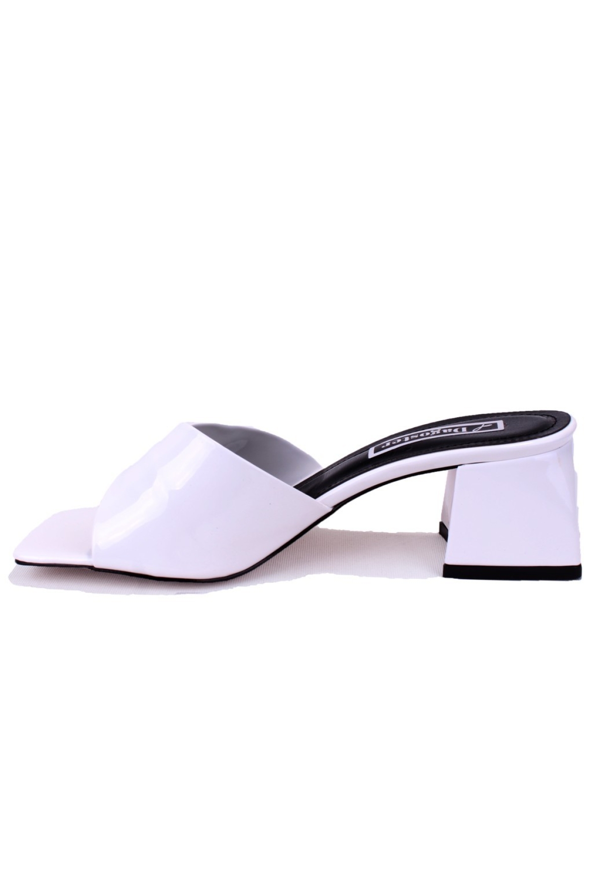 DZA07-9321060 Beyaz Rugan Klasik Topuklu Kadın Terlik - Görsel 4