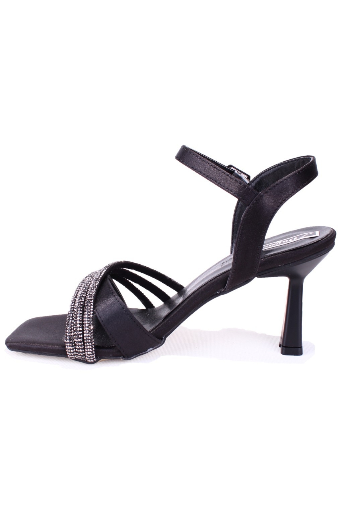 DZA07-1284058 Siyah Saten Kısa Topuklu Abiye Kadın Ayakkabı - Görsel 4